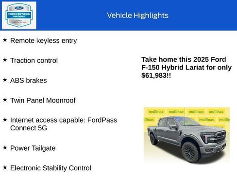 Certified 2025 Ford F150 Lariat w/ Equipment Group 502A High AWD/4WD image 19