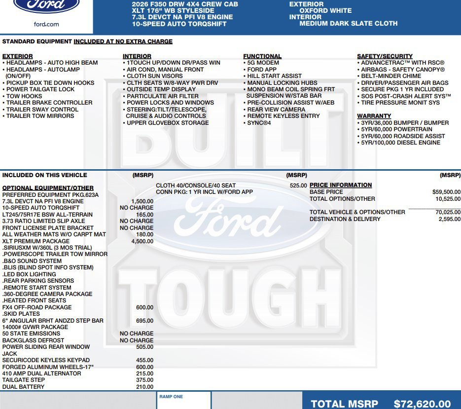 Used 2026 Ford F350 XLT w/ XLT Premium Package AWD/4WD image 2