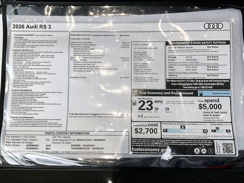 New 2026 Audi RS 3 AWD/4WD image 14