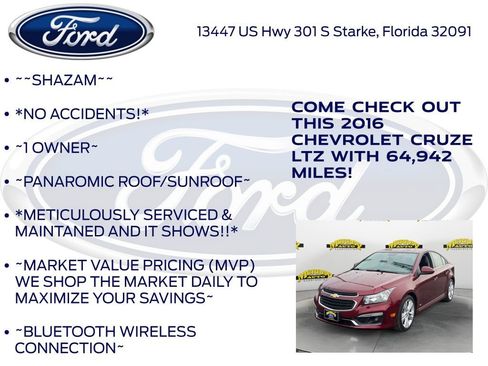 Used 2016 Chevrolet Cruze LTZ w/ Sun, Sound and Sport Package image 5