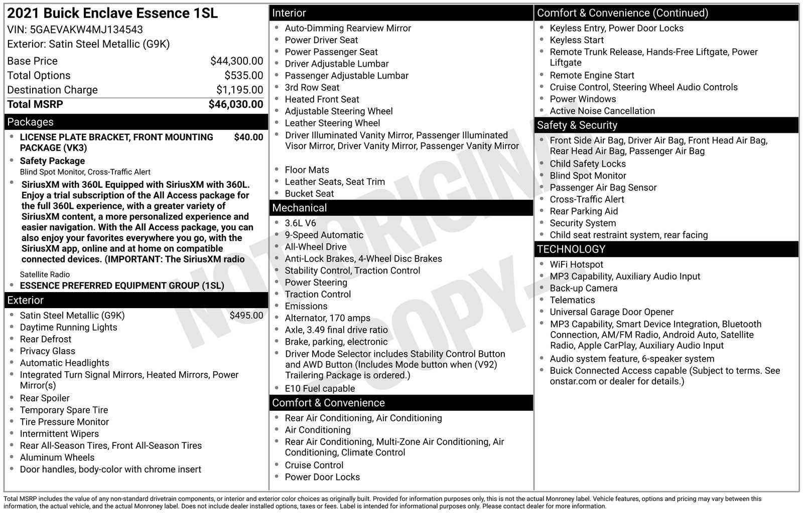 Certified 2021 Buick Enclave Essence AWD/4WD image 29