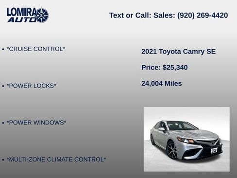 Used 2021 Toyota Camry SE AWD/4WD image 8
