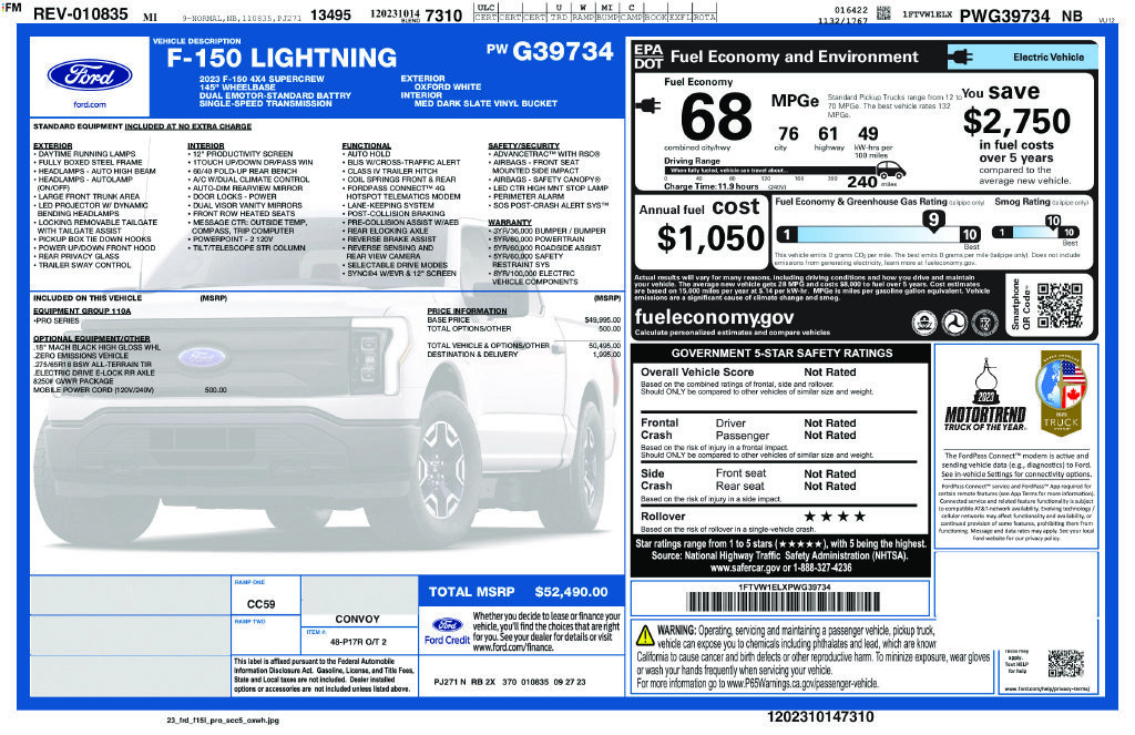 Used 2023 Ford F150 Lightning Pro AWD/4WD image 10