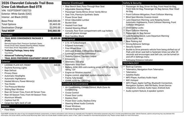 New 2026 Chevrolet Colorado Trail Boss AWD/4WD image 25