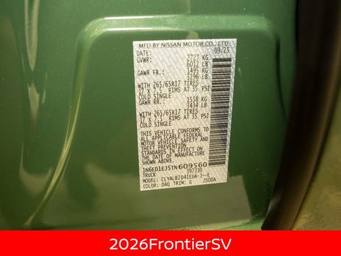 New 2026 Nissan Frontier SV w/ Tow Package image 21