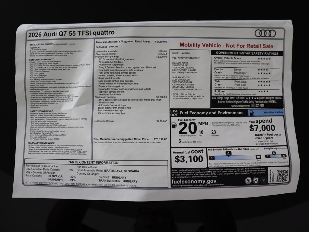 Used 2026 Audi Q7 3.0T Premium Plus w/ Premium Plus Package AWD/4WD image 10