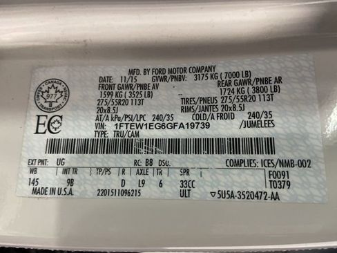 Used 2016 Ford F150 Platinum w/ Technology Package image 44