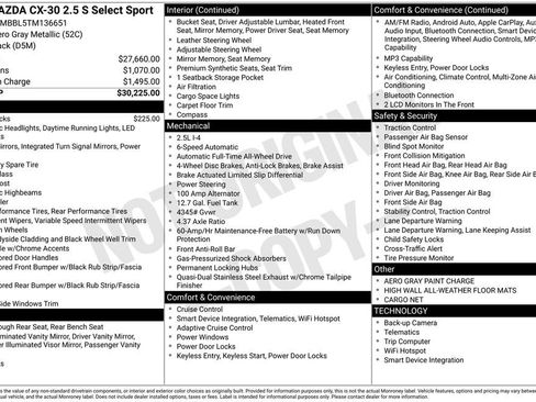 New 2026 MAZDA CX-30 AWD 2.5 S w/ Select Sport Pkg image 2