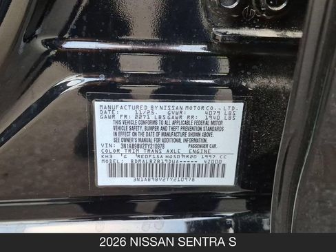 Certified 2026 Nissan Sentra S w/ Floor Mat Package FWD image 24