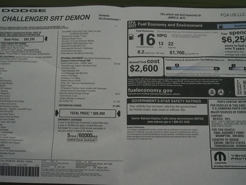 Used 2018 Dodge Challenger SRT Demon RWD image 30
