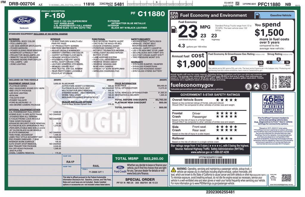 Used 2023 Ford F150 Platinum w/ Equipment Group 701A High AWD/4WD image 1