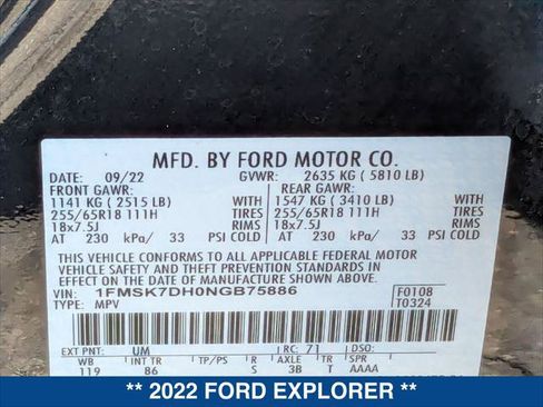 Used 2022 Ford Explorer XLT RWD image 24