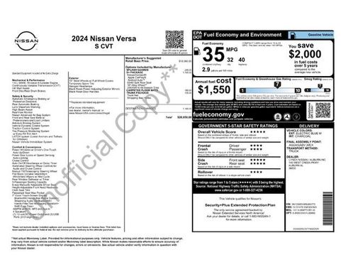 Used 2024 Nissan Versa S w/ S Plus Package image 15
