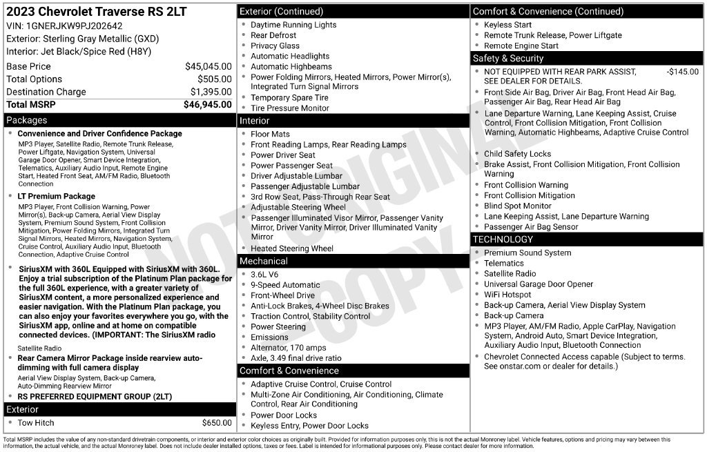 Certified 2023 Chevrolet Traverse RS FWD image 5