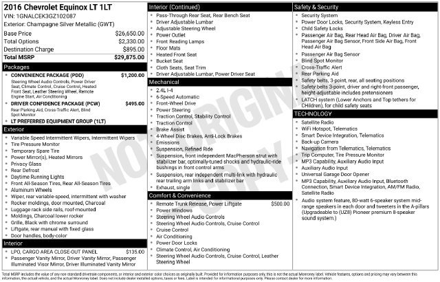 Used 2016 Chevrolet Equinox LT w/ Convenience Package FWD image 8