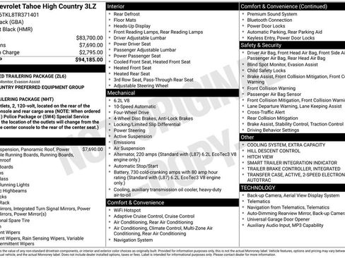 New 2026 Chevrolet Tahoe High Country AWD/4WD image 25