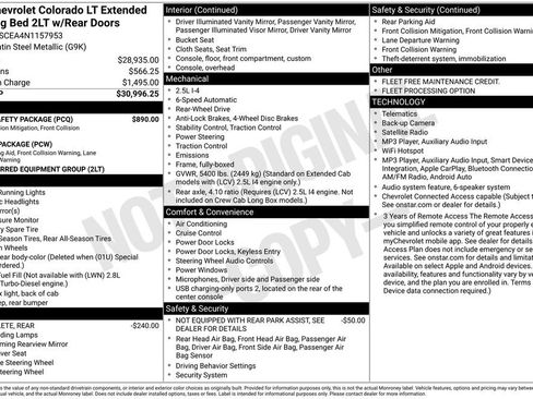 Certified 2022 Chevrolet Colorado LT w/ Fleet Safety Package RWD image 19
