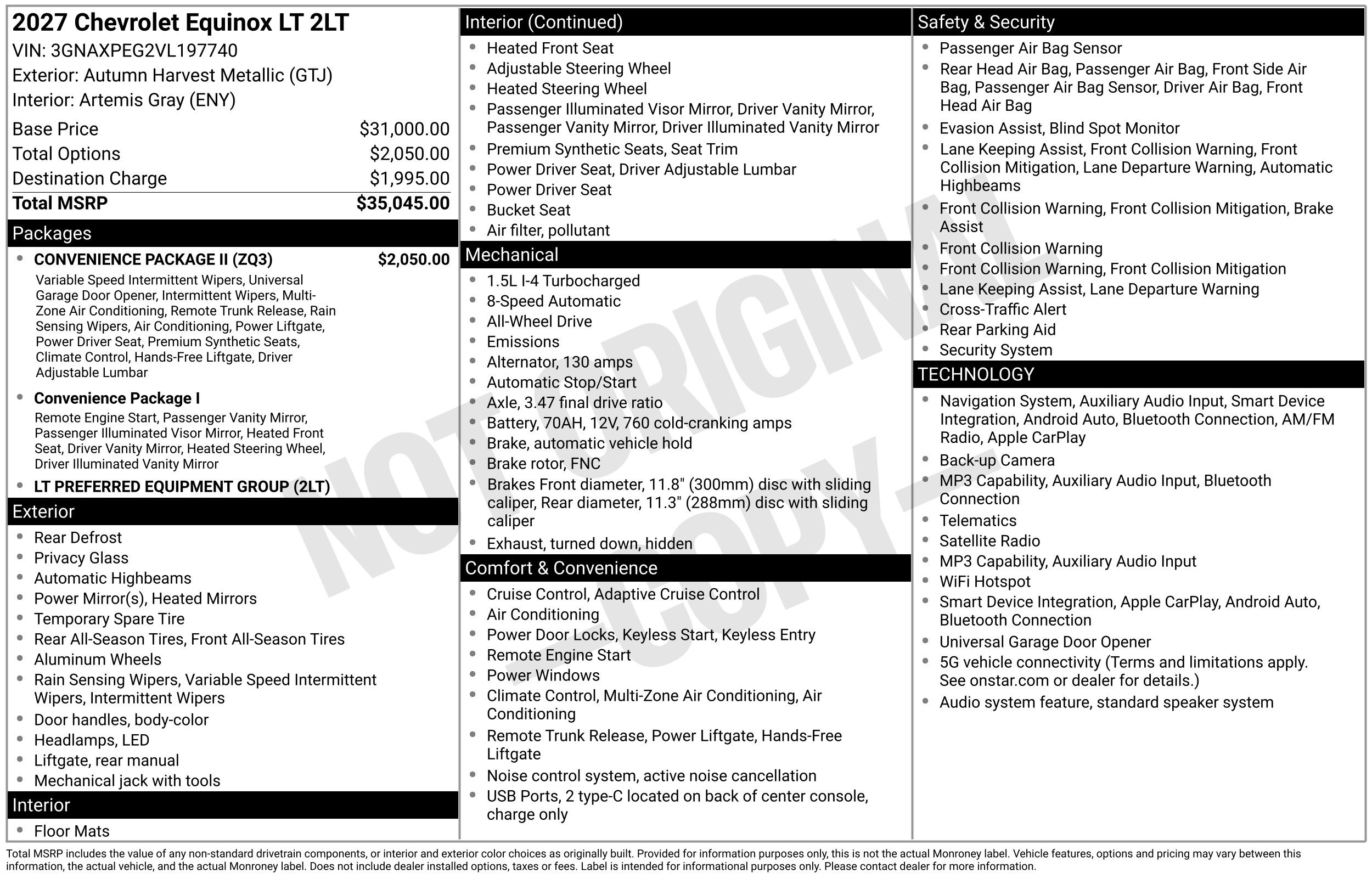 New 2027 Chevrolet Equinox LT w/ Convenience Package II AWD/4WD image 3