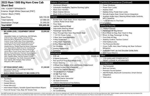 Used 2023 RAM 1500 Big Horn AWD/4WD image 56