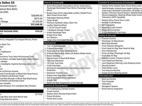 Used 2023 Kia Seltos SX w/ SX Sunroof Package image 12