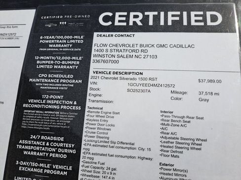 Certified 2021 Chevrolet Silverado 1500 RST w/ Z71 Off-Road Package image 35