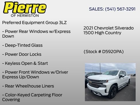 Used 2021 Chevrolet Silverado 1500 High Country w/ Technology Package AWD/4WD image 3