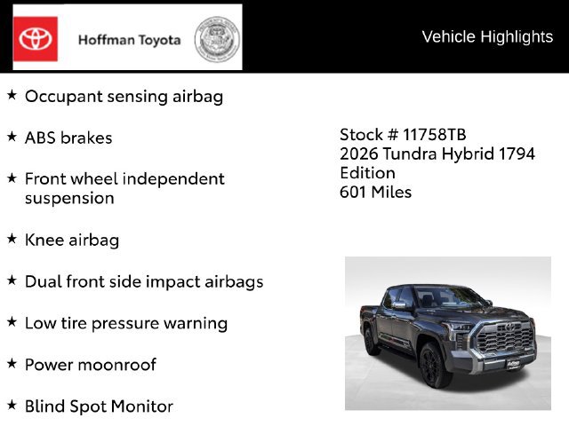 Used 2026 Toyota Tundra 1794 Edition w/ TRD Off-Road Package AWD/4WD image 36