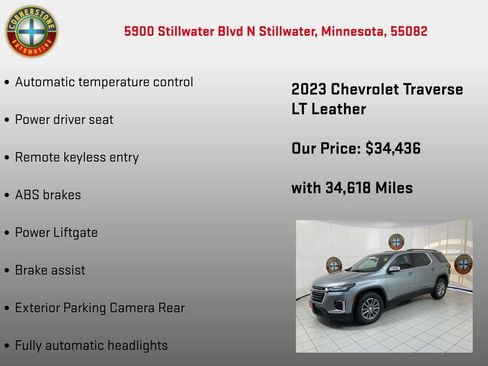Used 2023 Chevrolet Traverse LT w/ Rear Camera Mirror Package image 15