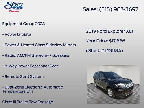 Used 2019 Ford Explorer XLT w/ Equipment Group 202A AWD/4WD image 16