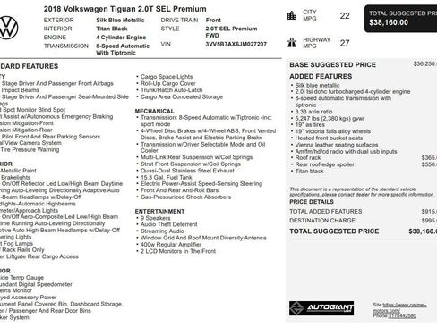 Used 2018 Volkswagen Tiguan SEL Premium image 3