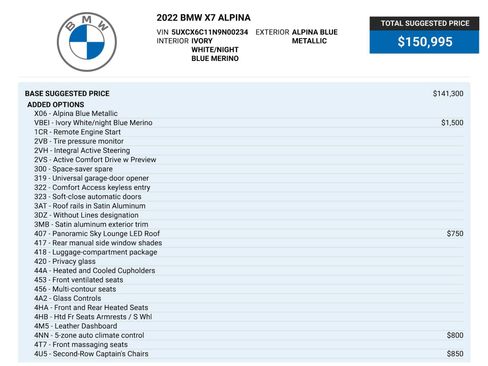 Used 2022 BMW ALPINA XB7 AWD/4WD image 89