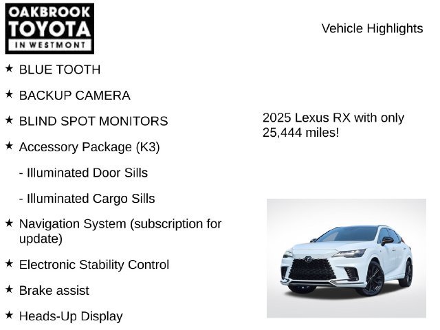 Used 2025 Lexus RX 500h F Sport w/ Accessory Package (K3) AWD/4WD image 5