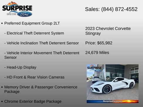 Used 2023 Chevrolet Corvette Stingray Preferred Cpe w/ Z51 Performance Package RWD image 18