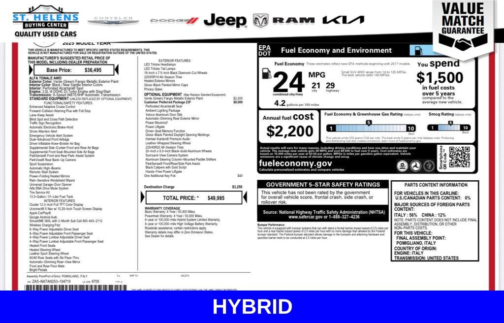 Used 2025 Alfa Romeo Tonale AWD/4WD image 4
