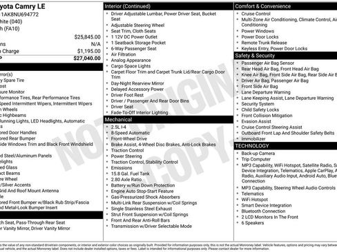 Used 2022 Toyota Camry LE image 22