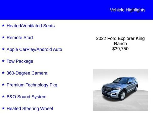 Used 2022 Ford Explorer King Ranch w/ Premium Technology Package AWD/4WD image 2