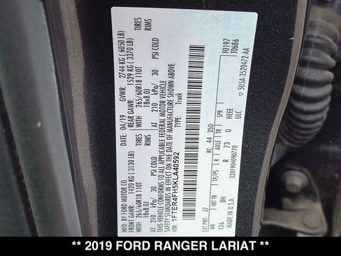 Used 2019 Ford Ranger Lariat w/ Equipment Group 501A Mid AWD/4WD image 30