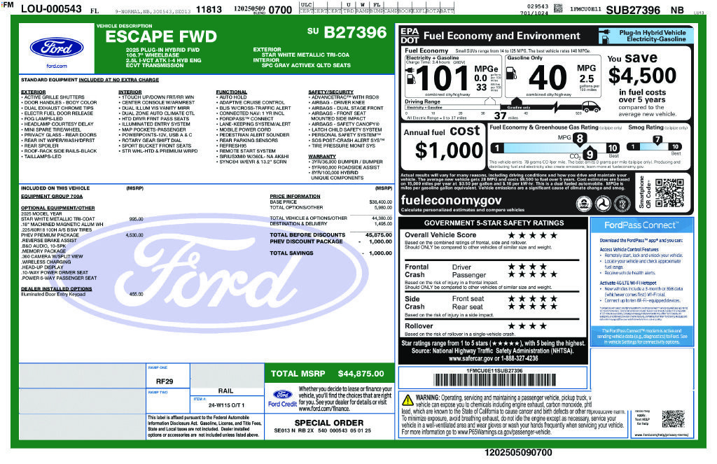 Certified 2025 Ford Escape SE w/ PHEV Premium Package FWD image 6