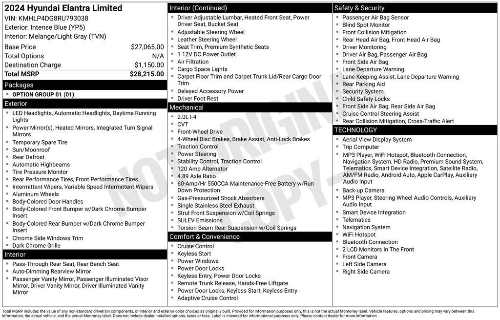 Certified 2024 Hyundai Elantra Limited FWD image 29