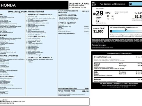 Used 2016 Honda HR-V LX image 53
