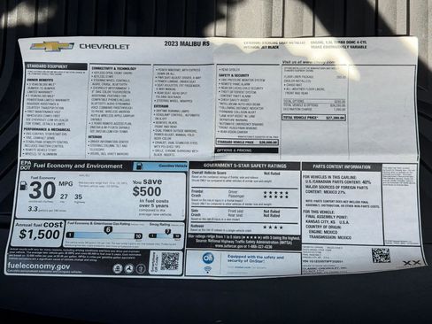 Used 2023 Chevrolet Malibu RS w/ LPO, Floor Liner Package image 30