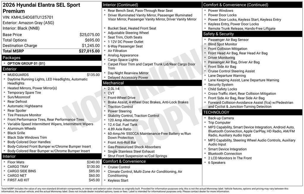 Certified 2026 Hyundai Elantra SEL Sport Premium FWD image 36
