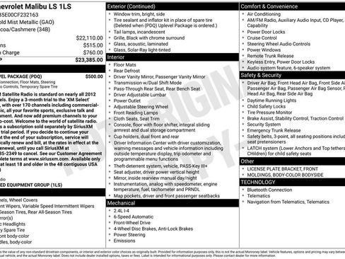 Used 2012 Chevrolet Malibu LS w/ LS Uplevel Package FWD image 8