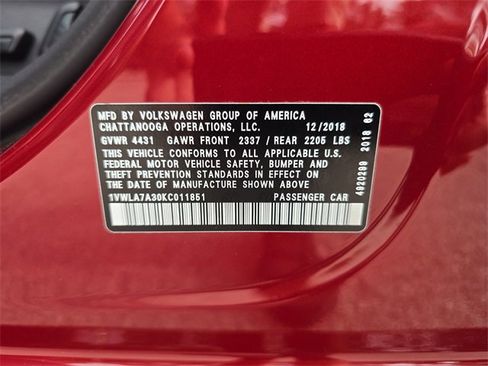 Used 2019 Volkswagen Passat 2.0T Wolfsburg w/ Wheels & Sunroof Package image 31