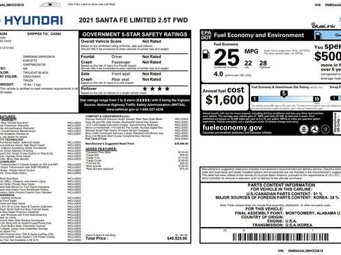 Used 2021 Hyundai Santa Fe Limited FWD image 2
