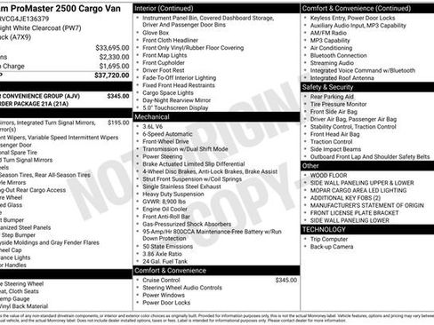 Used 2018 RAM ProMaster 2500 w/ Interior Convenience Group image 37