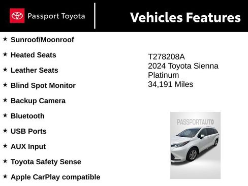 Used 2024 Toyota Sienna Platinum AWD/4WD image 8