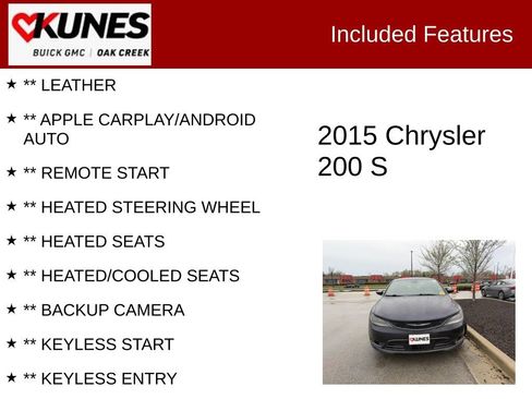 Used 2015 Chrysler 200 S w/ Navigation & Sound Group I image 2