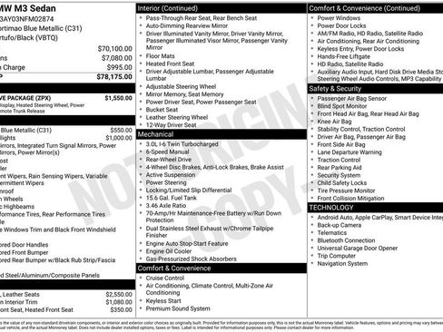 Used 2022 BMW M3 w/ Executive Package image 46