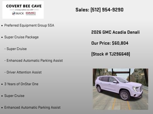 New 2026 GMC Acadia Denali w/ Super Cruise Package FWD image 6